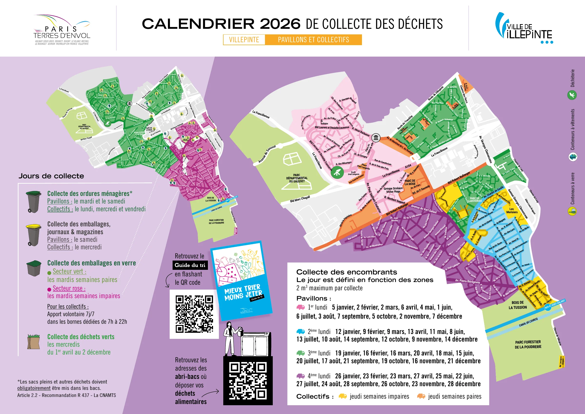 Villepinte — plan des secteurs et calendrier 2026 — page 1 sur 4